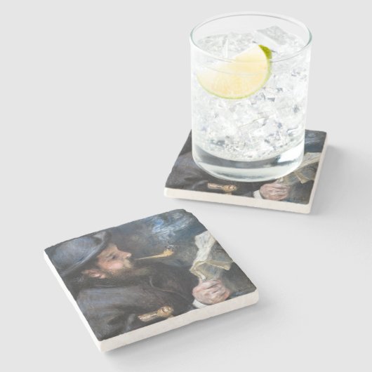 Pierre-Auguste Renoir - Claude Monet Reading Steinuntersetzer (Seitenansicht)