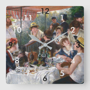 Pierre-Auguste Renoir - Das Boating Party-Mittages Quadratische Wanduhr