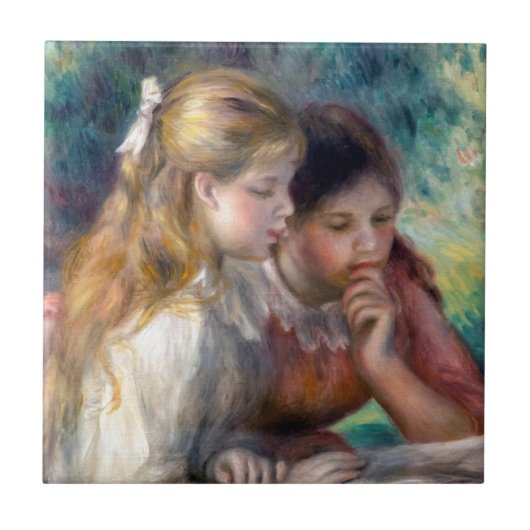 Pierre-Auguste Renoir - Das Lesen Fliese (Vorderseite)