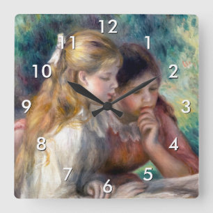 Pierre-Auguste Renoir - Das Lesen Quadratische Wanduhr
