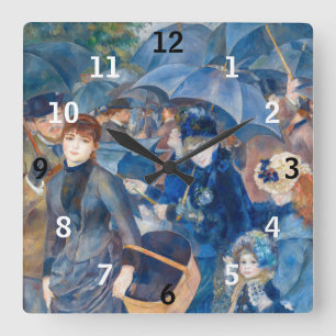 Pierre-Auguste Renoir - Die Regenschirme Quadratische Wanduhr