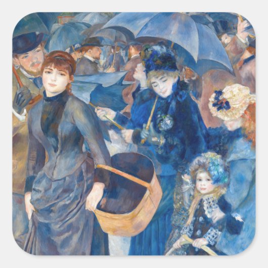 Pierre-Auguste Renoir - Die Umbrellas Quadratischer Aufkleber (Vorderseite)
