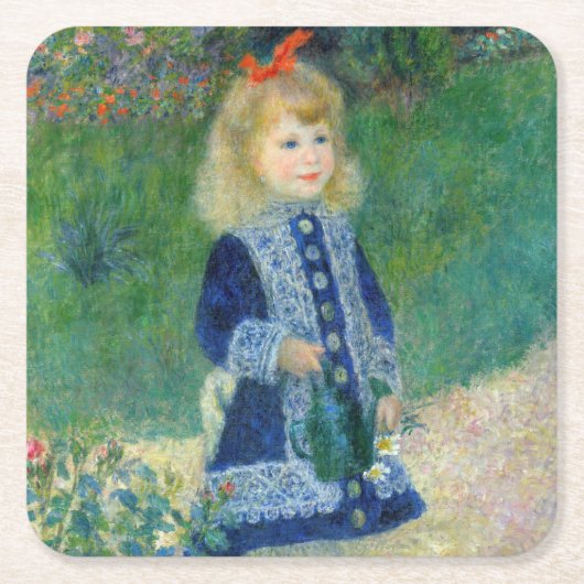 Pierre-Auguste Renoir - Ein Mädchen mit einer Wass Rechteckiger Pappuntersetzer (Vorderseite)