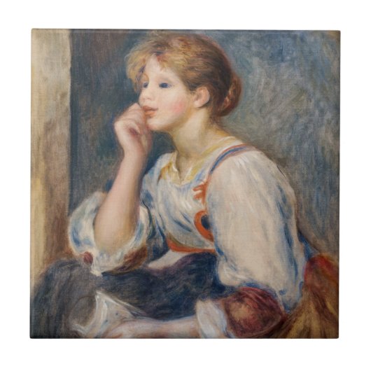 Pierre-Auguste Renoir - Frau mit einem Brief Fliese (Vorderseite)