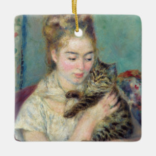 Pierre-Auguste Renoir - Frau mit einer Katze Keramikornament