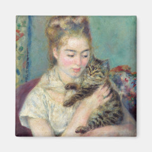 Pierre-Auguste Renoir - Frau mit einer Katze Magnet