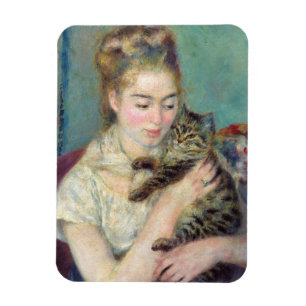 Pierre-Auguste Renoir - Frau mit einer Katze Magnet