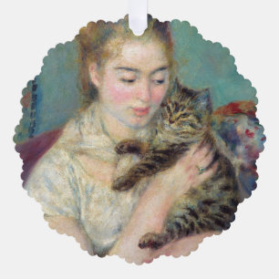 Pierre-Auguste Renoir - Frau mit einer Katze Ornament Karte