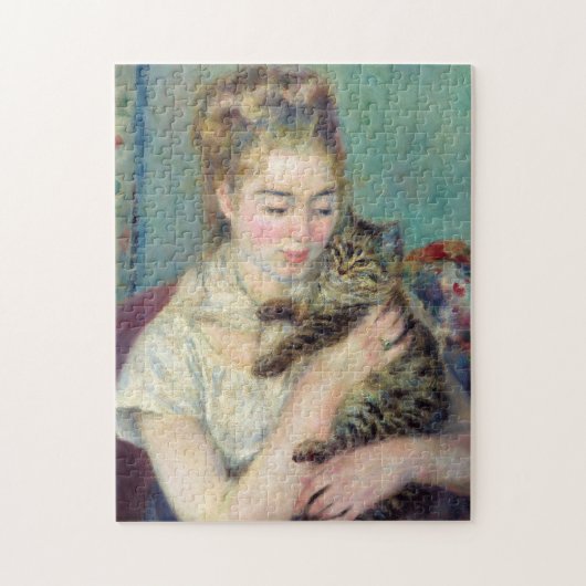 Pierre-Auguste Renoir - Frau mit einer Katze Puzzle (Vertikal)