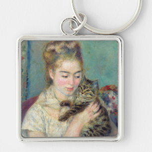 Pierre-Auguste Renoir - Frau mit einer Katze Schlüsselanhänger
