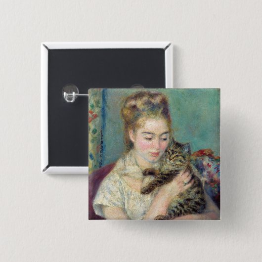Pierre-Auguste Renoir - Frau mit Katze Button (Vorne & Hinten)
