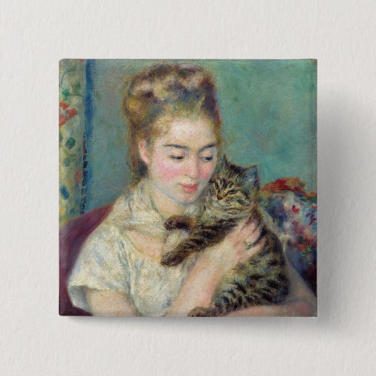 Pierre-Auguste Renoir - Frau mit Katze Button (Vorderseite)