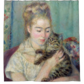 Pierre-Auguste Renoir - Frau mit Katze Duschvorhang (Vorderseite)