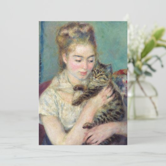 Pierre-Auguste Renoir - Frau mit Katze Einladung (Stehend Vorderseite)