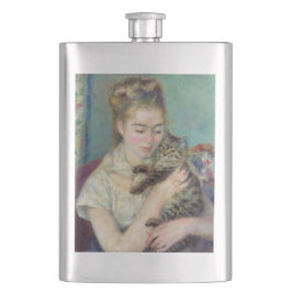 Pierre-Auguste Renoir - Frau mit Katze Flachmann