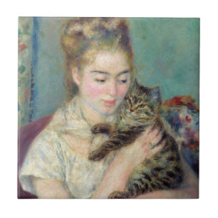 Pierre-Auguste Renoir - Frau mit Katze Fliese