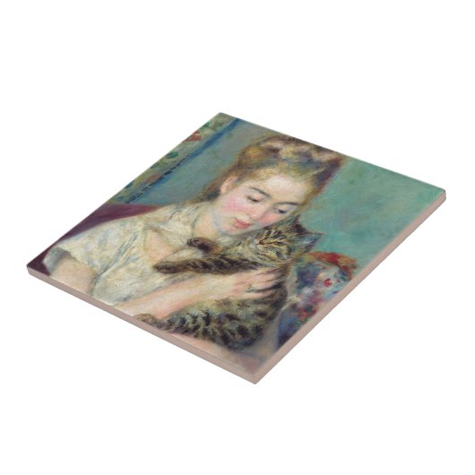 Pierre-Auguste Renoir - Frau mit Katze Fliese (Seite)