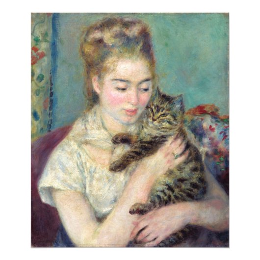 Pierre-Auguste Renoir - Frau mit Katze Fotodruck (Vorne)
