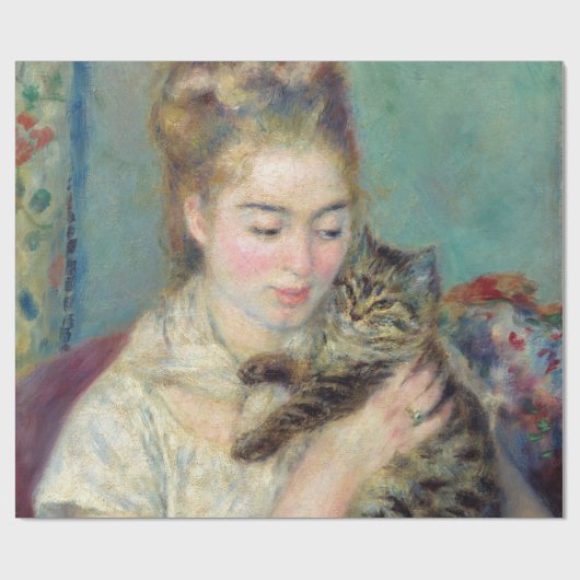 Pierre-Auguste Renoir - Frau mit Katze Geschenkpapier (Flach)