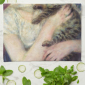 Pierre-Auguste Renoir - Frau mit Katze Geschirrtuch (Gefaltet)
