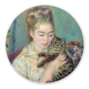 Pierre-Auguste Renoir - Frau mit Katze Keramikknauf