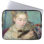 Pierre-Auguste Renoir - Frau mit Katze Laptopschutzhülle (Vorderseite)