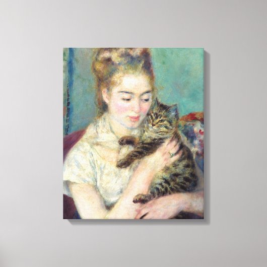 Pierre-Auguste Renoir - Frau mit Katze Leinwanddruck (Vorderseite)