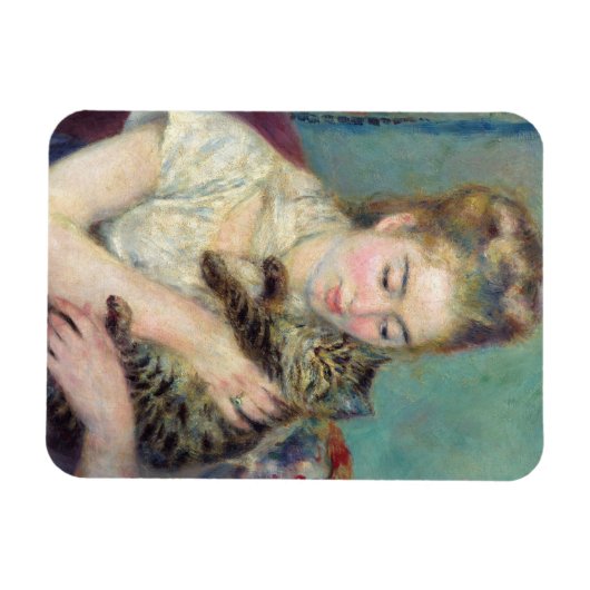 Pierre-Auguste Renoir - Frau mit Katze Magnet (Horizontal)