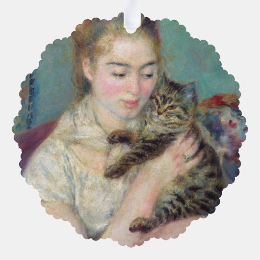 Pierre-Auguste Renoir - Frau mit Katze Ornament Karte (Rückseite)