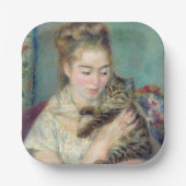 Pierre-Auguste Renoir - Frau mit Katze Pappteller (Vorderseite)