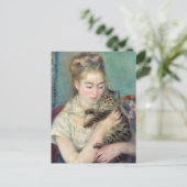 Pierre-Auguste Renoir - Frau mit Katze Postkarte (Stehend Vorderseite)