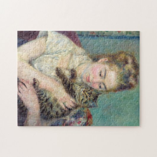 Pierre-Auguste Renoir - Frau mit Katze Puzzle (Horizontal)