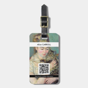 Pierre-Auguste Renoir - Frau mit Katze - QR-Code Gepäckanhänger