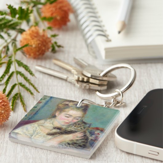 Pierre-Auguste Renoir - Frau mit Katze Schlüsselanhänger (Vorderseite rechts)