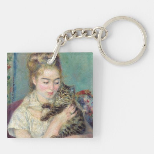 Pierre-Auguste Renoir - Frau mit Katze Schlüsselanhänger (Rückseite)