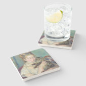 Pierre-Auguste Renoir - Frau mit Katze Steinuntersetzer (Seitenansicht)