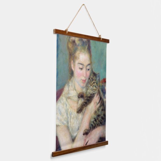 Pierre-Auguste Renoir - Frau mit Katze Wandteppich Mit Holzrahmen (Gewinkelt)