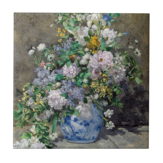 Pierre-Auguste Renoir - Frühlingsstrauß Fliese (Vorderseite)