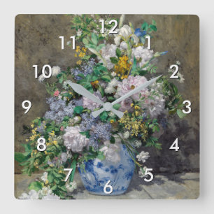 Pierre-Auguste Renoir - Frühlingsstrauß Quadratische Wanduhr