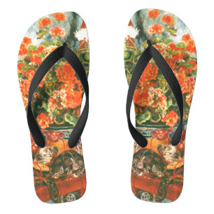 Pierre-Auguste Renoir Geraniums and Cats Badesandalen