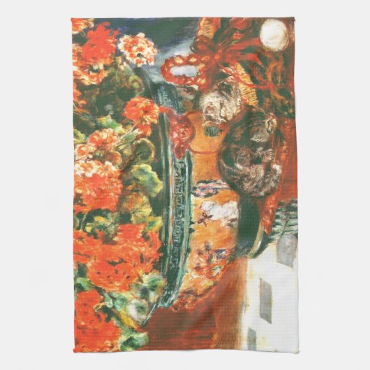 Pierre-Auguste Renoir Geraniums and Cats Geschirrtuch (Vertikal)