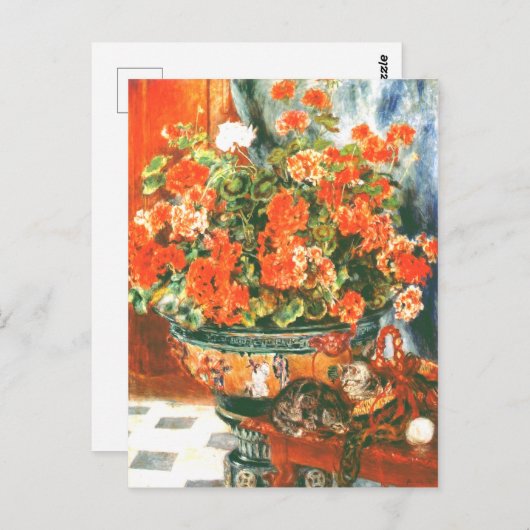 Pierre-Auguste Renoir Geraniums and Cats Postkarte (Vorne/Hinten)