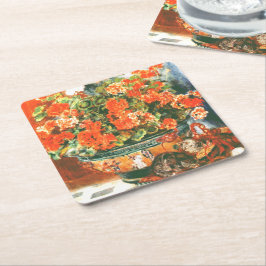 Pierre-Auguste Renoir Geraniums and Cats Rechteckiger Pappuntersetzer