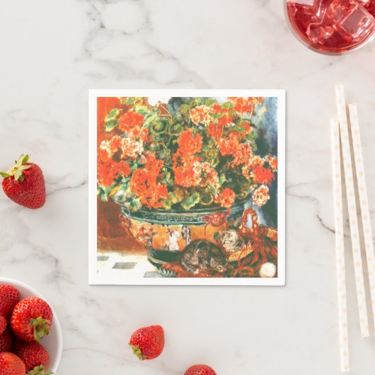 Pierre-Auguste Renoir Geraniums and Cats Serviette (Beispiel)