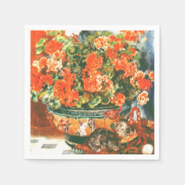 Pierre-Auguste Renoir Geraniums and Cats Serviette
