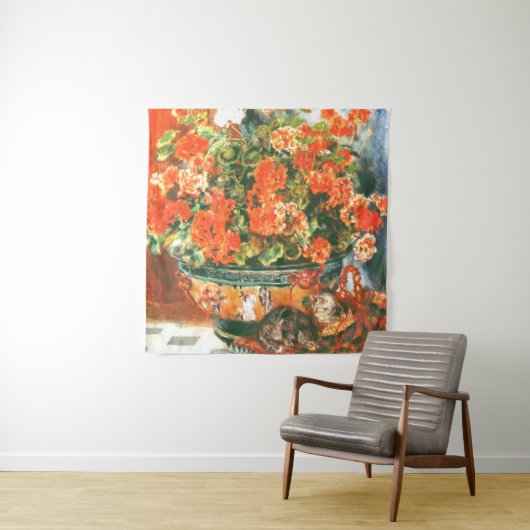 Pierre-Auguste Renoir Geraniums and Cats Wandteppich (Beispiel)