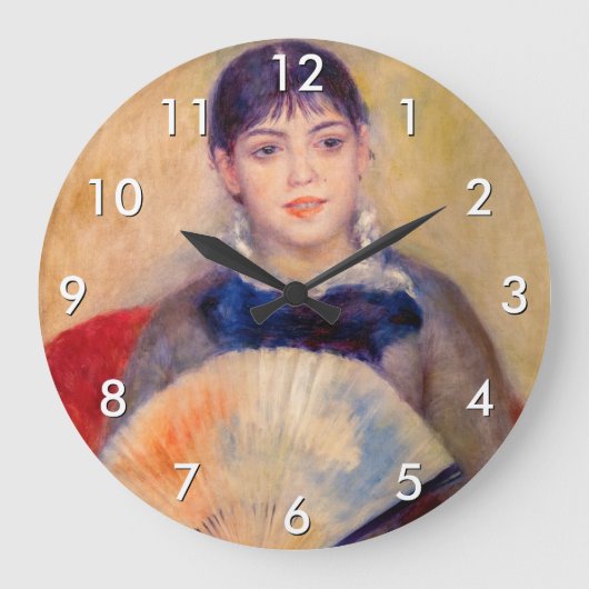 Pierre-Auguste Renoir - Girl with a Fan Große Wanduhr (Vorderseite)
