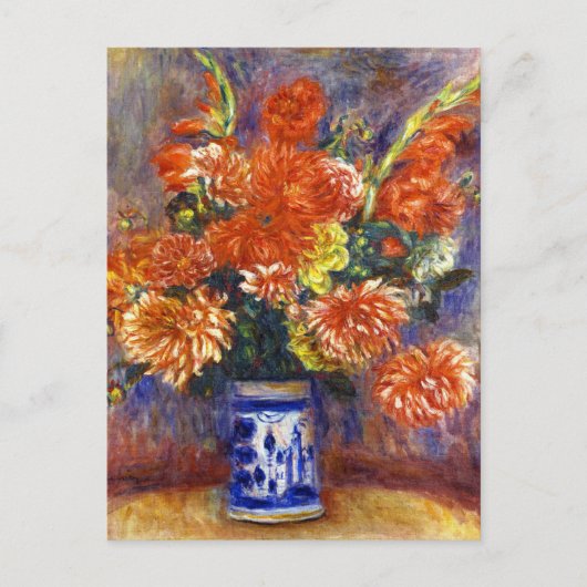 Pierre Auguste Renoir Gladiolas und Dahlias Postkarte (Vorderseite)