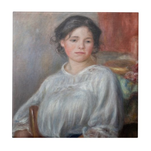 Pierre-Auguste Renoir - Junge Frau sitzend Fliese (Vorderseite)