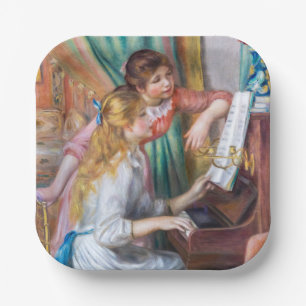 Pierre Auguste Renoir - Junge Mädchen am Klavier Pappteller